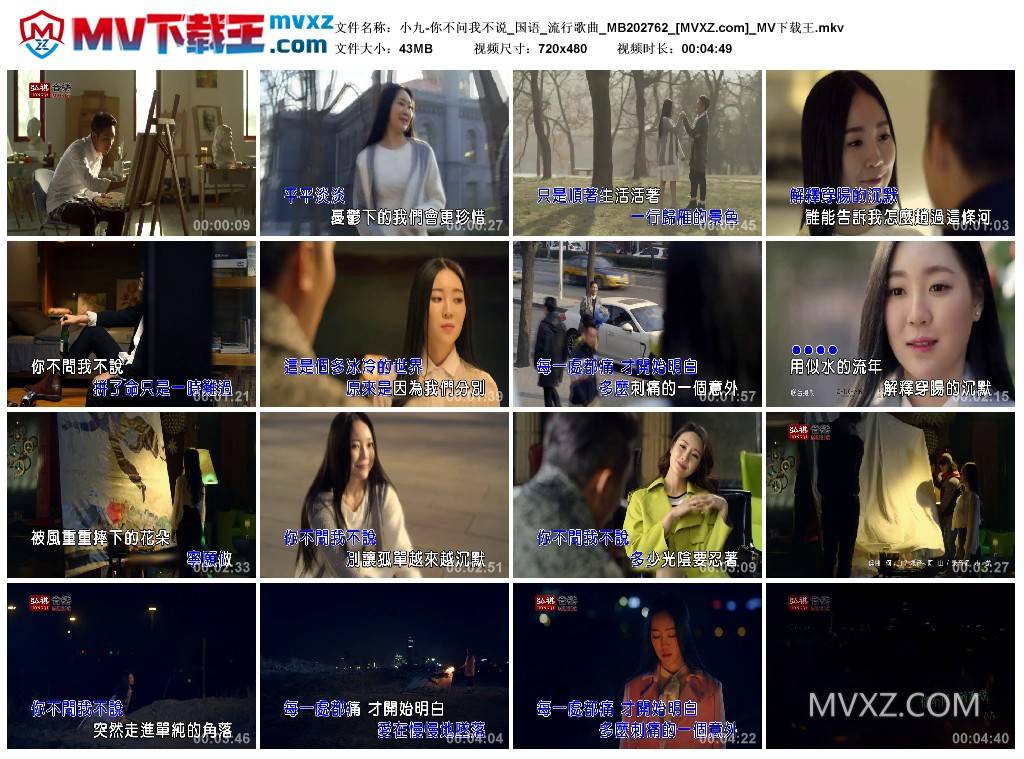 小九-你不问我不说_国语_流行歌曲_MB202762